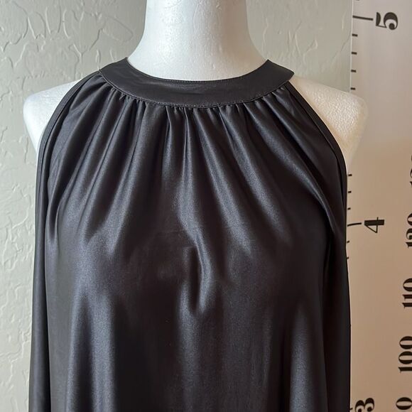 LOVEU. DEAR black and blue mini dress/tunic bare shoulders high neckline size XL - Picture 3 of 11